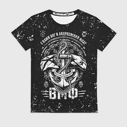 Женская футболка ВМФ в стиле потертостей / 3D-принт – фото 1