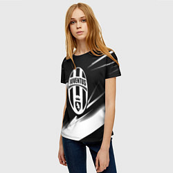 Футболка женская Juventus geometry stripes black, цвет: 3D-принт — фото 2