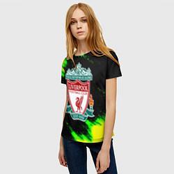 Футболка женская Ливерпуль кислотные краски, цвет: 3D-принт — фото 2