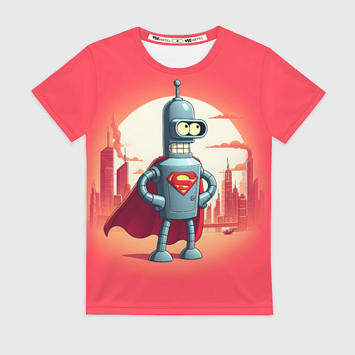 Женская футболка Робот-сгибальщик Бендер супермен - коллаба / 3D-принт – фото 1