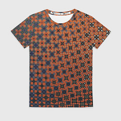 Женская футболка Узорчатый градиент рыже-синий