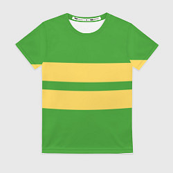 Женская футболка Фриск андертейл - полоски на зеленом