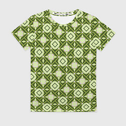 Женская футболка Текстура из ромбов зеленая