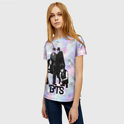 Футболка женская BTS черно-белый стиль, цвет: 3D-принт — фото 2