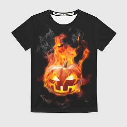 Футболка женская Горящая тыква джек, цвет: 3D-принт