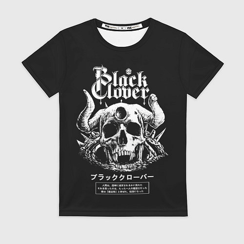 Женская футболка Черный клевер череп / 3D-принт – фото 1
