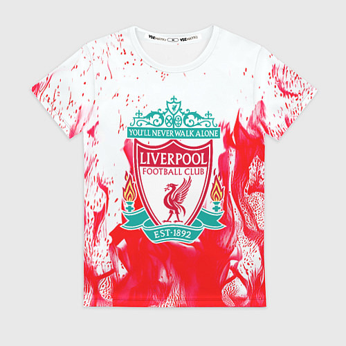 Женская футболка Liverpool розовый огонь / 3D-принт – фото 1