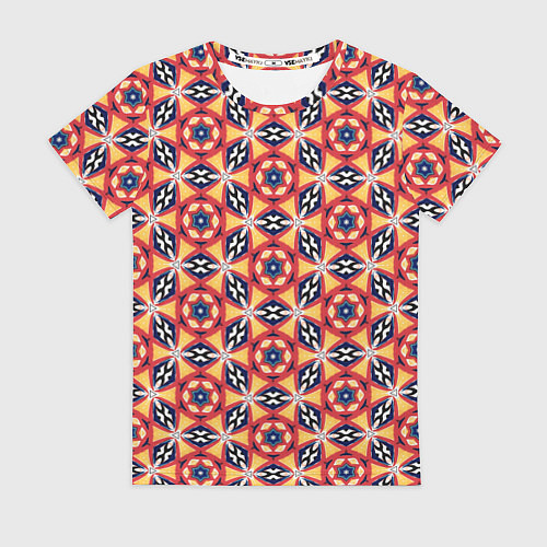 Женская футболка Красно-синий калейдоскоп / 3D-принт – фото 1