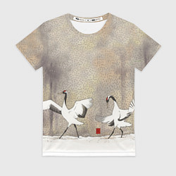 Футболка женская Журавли зимняя акварель, цвет: 3D-принт
