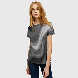 Футболка женская Серые волны абстракция однотонная, цвет: 3D-принт — фото 2