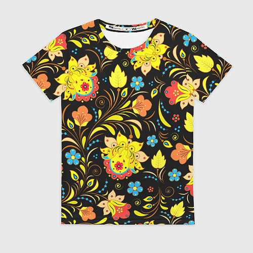 Женская футболка Хохлома узор / 3D-принт – фото 1