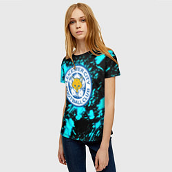 Футболка женская Лестер сити голубые краски, цвет: 3D-принт — фото 2