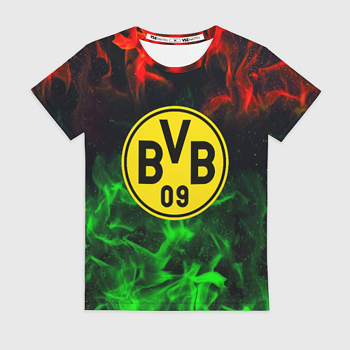 Женская футболка Borussia красно зеленый огонь / 3D-принт – фото 1