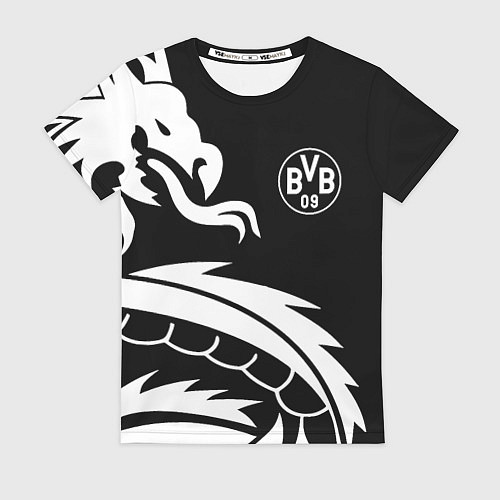 Женская футболка Borussia дракон белый / 3D-принт – фото 1