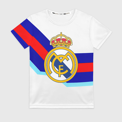 Женская футболка Real Madrid текстура полосы / 3D-принт – фото 1