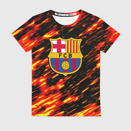 Женская футболка Barcelona штрихи огненные / 3D-принт – фото 1