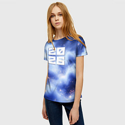 Футболка женская 2026 сине-голубая дымка, цвет: 3D-принт — фото 2