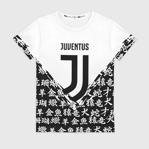 Женская футболка Juventus символы китайские / 3D-принт – фото 1