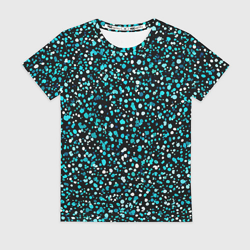 Женская футболка Голубые неоновые крапинки / 3D-принт – фото 1