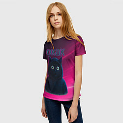 Футболка женская Окак мем с черным котом, цвет: 3D-принт — фото 2