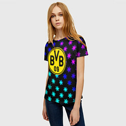 Футболка женская Borussia неоновые снежинки, цвет: 3D-принт — фото 2