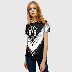 Футболка женская Borussia белые краски линии, цвет: 3D-принт — фото 2