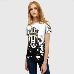 Футболка женская Juventus белые краски текстура, цвет: 3D-принт — фото 2