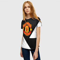 Футболка женская Манчестер Юнайтед полосы, цвет: 3D-принт — фото 2