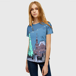Футболка женская Новогодняя елка в центре Москвы, цвет: 3D-принт — фото 2