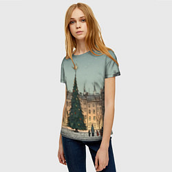 Футболка женская Новогодняя елка во дворе, цвет: 3D-принт — фото 2