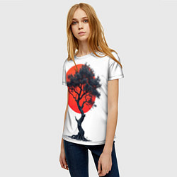 Футболка женская Японское дерево и солнце, цвет: 3D-принт — фото 2