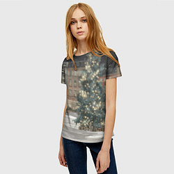 Футболка женская Елка во дворе, цвет: 3D-принт — фото 2