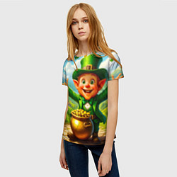 Футболка женская Лепрекон у горшка с золотом, цвет: 3D-принт — фото 2