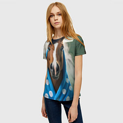 Футболка женская Лошадь в ванной, цвет: 3D-принт — фото 2