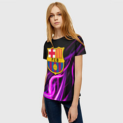 Футболка женская Барселона неоновый огонь текстура, цвет: 3D-принт — фото 2