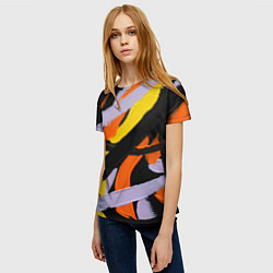 Футболка женская Полоски краски абстракция, цвет: 3D-принт — фото 2