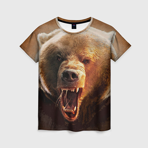 Женская футболка Рык медведя / 3D-принт – фото 1