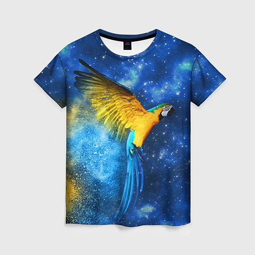 Женская футболка Космический попугай / 3D-принт – фото 1
