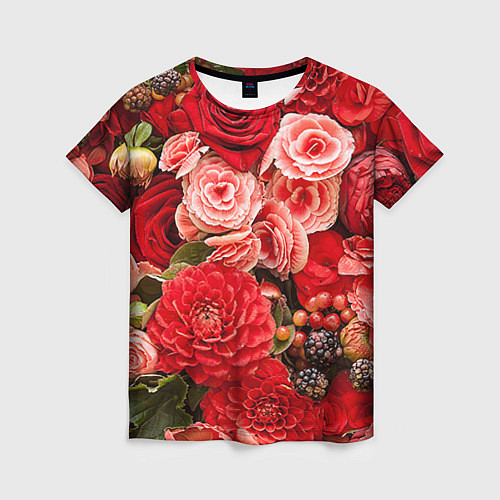 Женская футболка Ассорти из цветов / 3D-принт – фото 1