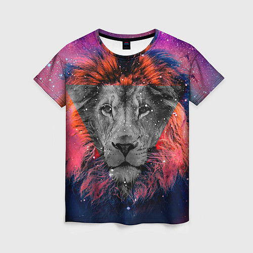 Женская футболка Космический лев / 3D-принт – фото 1