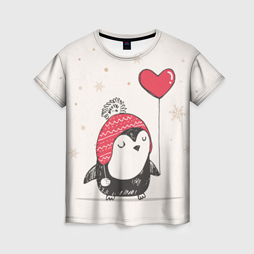 Женская футболка Влюбленный пингвин / 3D-принт – фото 1