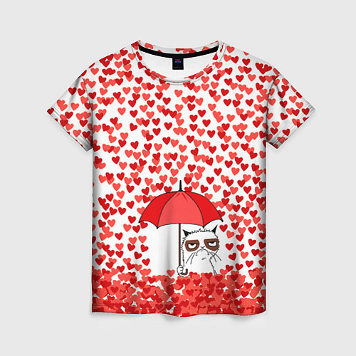 Женская футболка Сердцепад и сердитый кот / 3D-принт – фото 1