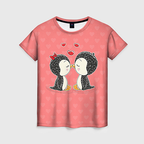 Женская футболка Влюбленные пингвины / 3D-принт – фото 1