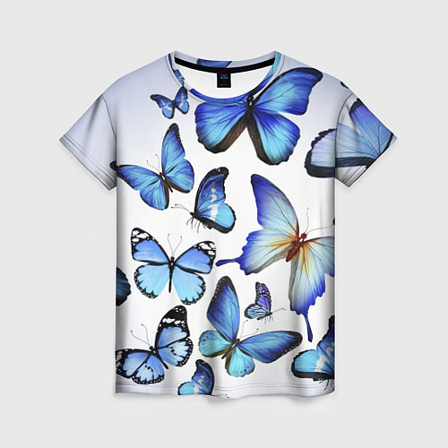Женская футболка Голубые бабочки / 3D-принт – фото 1
