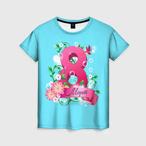 Женская футболка Восьмерка и колибри / 3D-принт – фото 1