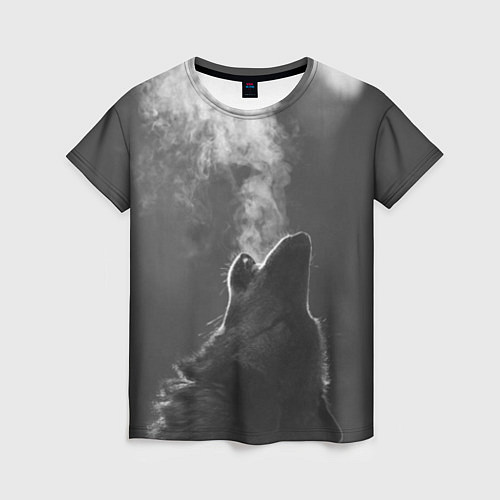 Женская футболка Воющий волк / 3D-принт – фото 1