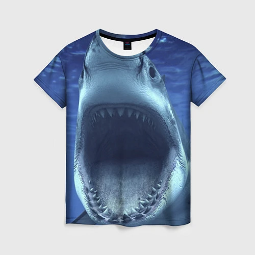 Женская футболка Белая акула / 3D-принт – фото 1