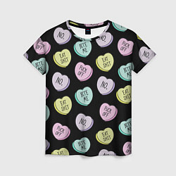 Женская футболка Сердца с надписями