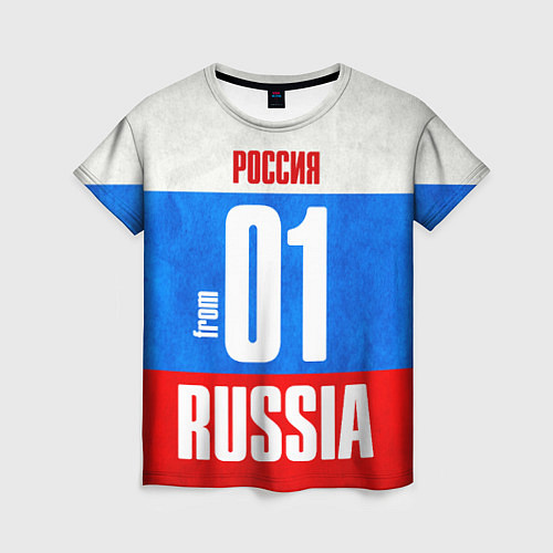 Женская футболка Russia: from 01 / 3D-принт – фото 1