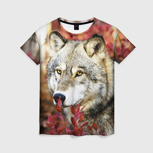Женская футболка Волк в кустах / 3D-принт – фото 1